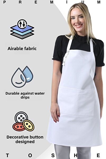 TOSHE Kitchen Apron Waterproof Chef Apron with 2 Wide Pockets Barista Apron Apron