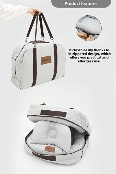 mordesign Baby Bed, Babynest, 0-24 Months Use, Canvas Cover with Head Pillow Deluxe+ Adorn Series