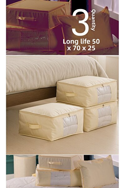 Vedsey Home Organizer طقم مكون من 3 قطع كبيرة الحجم مقاس 70 × 50 × 25 سم مع ن...