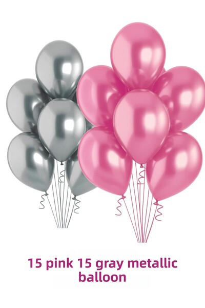Baloncu Dede Happy Birthday Birthday Set Pink Gray Balloon Set Women Men Girls Children Party Ornaments
