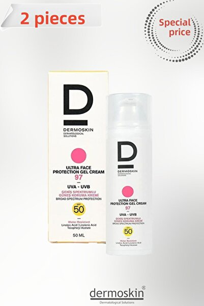 Dermoskin كريم جل فائق الحماية للوجه 97 SPF 50+ 50 مل (2 قطعة) مناسب لجميع أن...