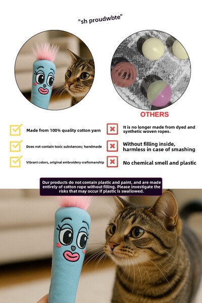 Proud Wave Sound Furry Cat Toy Rustling Catnip Matatabi Stick Unfilled Embroidery Toy