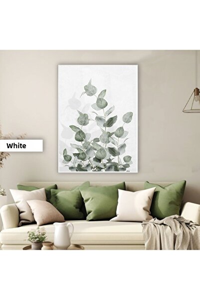 Harikabirev Amazing | Soft Green Leafed Plant Model X1 | Framed Tempered Glass Table Single Vertical