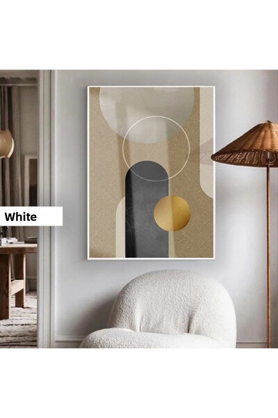 Harikabirev HARİKABİREV | CULOARE GREY-GOLD ABSTRACT BOHO MODEL 02 | TABLA DE STICLA TEMPLATA CU CADRU, SIMPLE, VERTICALA