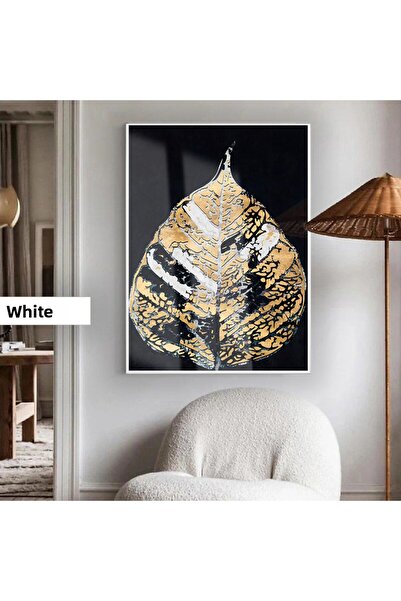 Harikabirev HARİKABİREV | MODEL FRUNZĂ NEGRU-AUR (ETNIC) | TABLA DE STICLA TEMPLATA CU CADRU, SIMPLE, VERTICALA