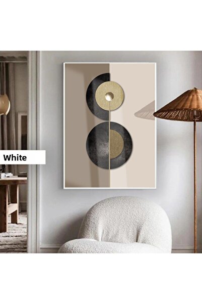 Harikabirev Amazing | Abstract Gray-Gold Bohemian Elegance Model | Framed Tempered Glass Table Single Vertical