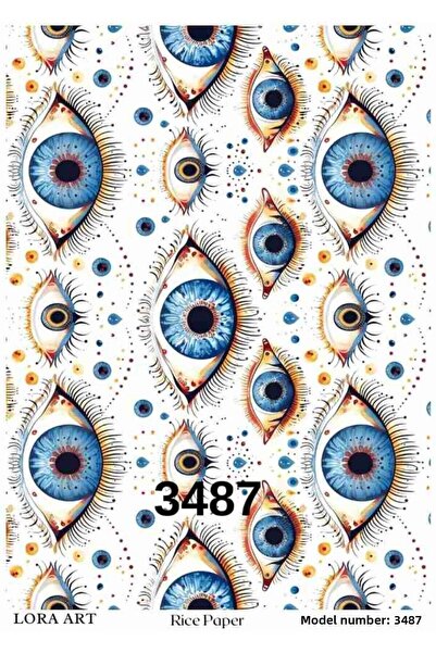 Lora Dekopaj 3487 ديكوباج نحاسي منقوش باللون الأزرق والعين وعين الشر 29*42 سم