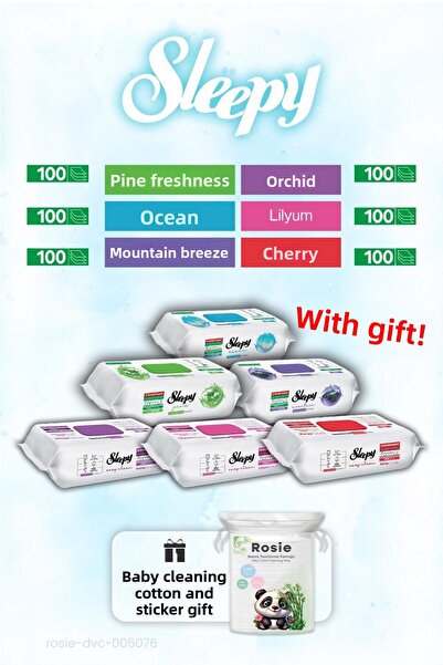 Sleepy عبوة من 6 قطع مقاس 100 × 6 (600 ورقة) وقطن روزي للأطفال