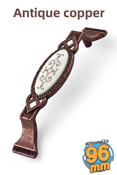 Badem10 Mânere de dulap de mobilier din cupru antic Palmira – 96 mm (9,6 cm) Mâner de bucătărie