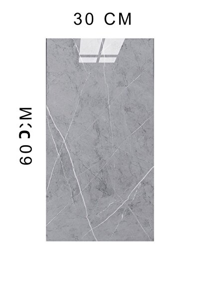 Bien Home 30x60 Cm Light Gray Marble Patterned Ceramic Bathroom PVC Wall Panel -6034