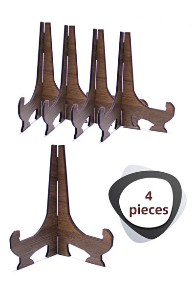 ouz dekor 4 Pcs Multipurpose Wooden Stand - Book Plate Photo Frame Stand Pedestal 9cm
