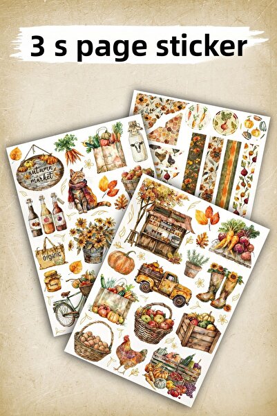 Grafikup مجموعة ملصقات الخريف - مجموعة ملصقات جمالية للمخططات الموسمية ذات طا...