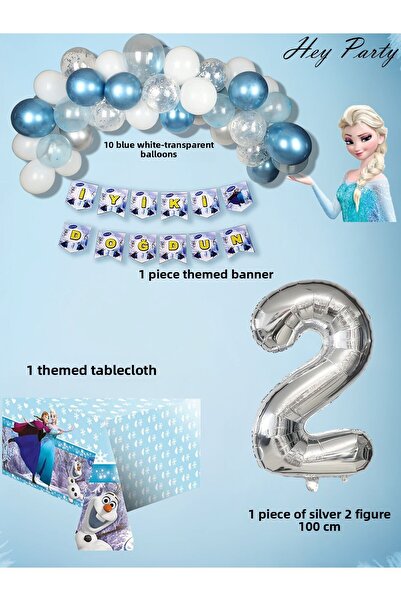 PartyPoo Frozen Elsa Themed Birthday Party Set |   2 Year Old Number Balloon ...