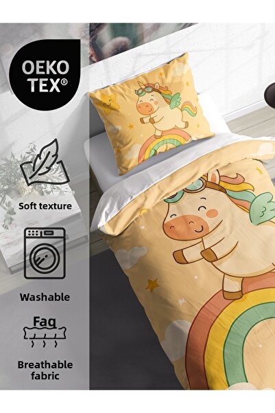 FAVOLLİ Cute Unicorn Single High Quality Duvet Cover Set