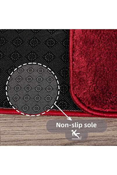 Bestekar Lunasoft Plum Large Size Non-Slip Absorbent Soft Machine Washable Double Modern Bath Mat Set