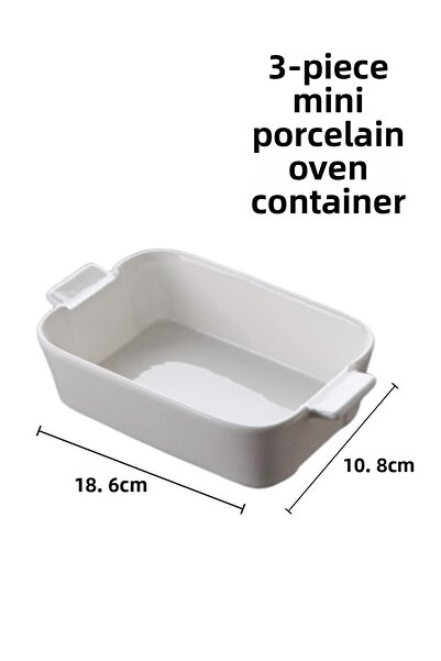 ALBETTO 3-Piece Porcelain Rectangular Bowl, Breakfast Bowl, Oven Dish