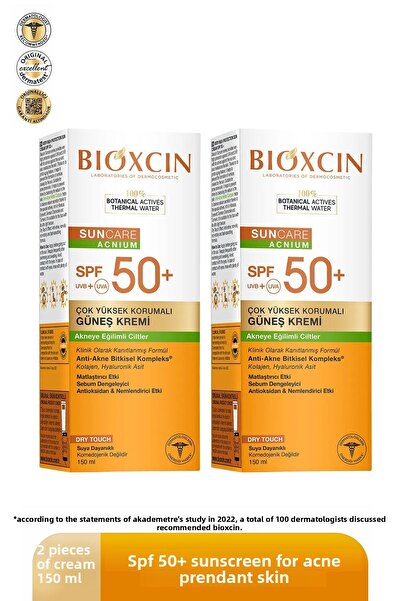 Bioxcin Sun Care Acnium Spf 50 Sunscreen Cream 150 ml 2 Pieces