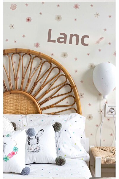 Sim Tasarım Dusty Pink And Beige Flowers Kids Room Wall Door Glass Sticker Set