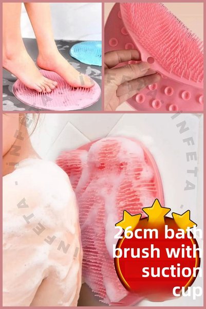 İnfeta Silicone Bath Shower Brush with Suction Cups-Back Scrub Body Wash Wash...