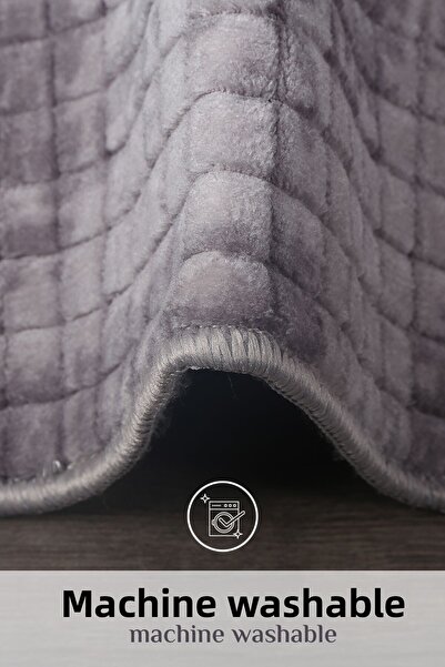 Bestekar Luxsquare Gray Large Size Non-Slip Based Washable Absorbent Soft Double Bathroom Mat Set