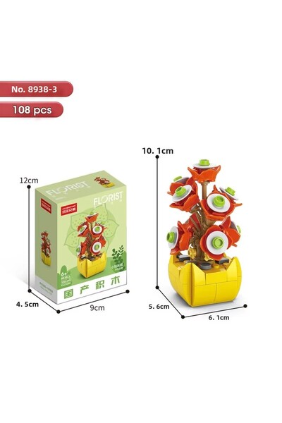 FLORİST |   Mini Botany |   Golden Flower – Crassula Perforata Plant – DIY 3D Puzzle Mini Potted Block Set-108Pc