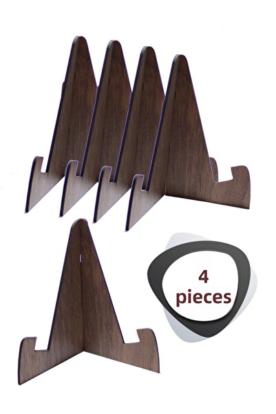 ouz dekor 4 Pcs Multipurpose Wooden Stand - Book Plate Photo Frame Stand Pedestal 9cm