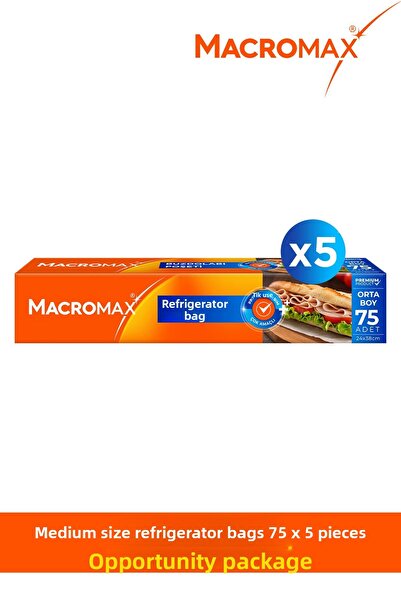 MACRO MAX Refrigerator Bag Medium Size - 75 Pack X5