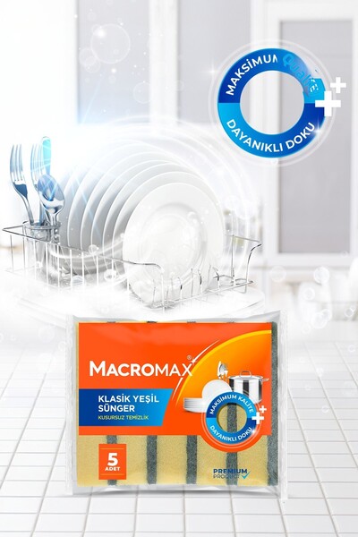 MACRO MAX Classic Green Sponge - 4X5 20 Pieces Dishwashing Sponge Advantage Package