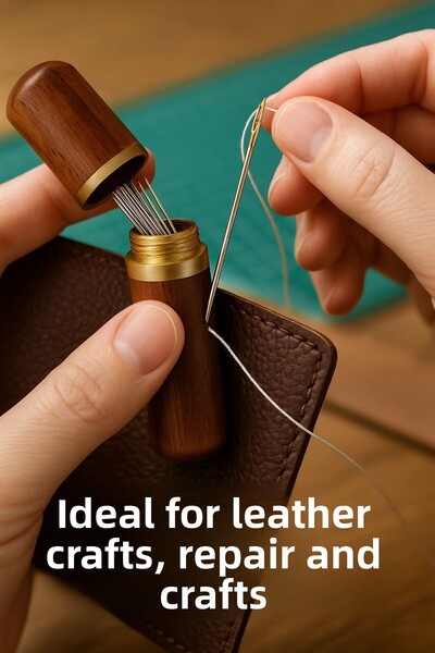 TOYFEST Σετ βελόνες ραπτικής από ατσάλι 30 τμχ - Βελόνες ραπτικής για χειροτεχνίες από δέρμα-ύφασμα με ξύλινο κουτί