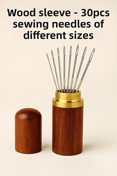 TOYFEST Σετ βελόνες ραπτικής από ατσάλι 30 τμχ - Βελόνες ραπτικής για χειροτεχνίες από δέρμα-ύφασμα με ξύλινο κουτί