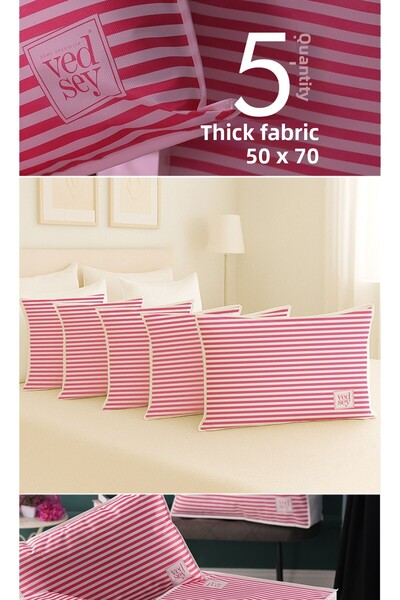 Vedsey Home Organizer مجموعة من 5 قطع مخططة باللون الوردي مقاس 70 × 50 سم لتن...