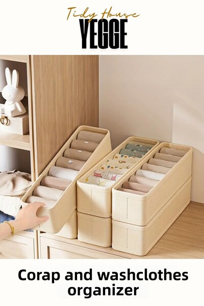 YEGGE قطعتان من منظم الأدراج والخزانة، منظم الرف، منظم الجوارب والملابس القابل للطي