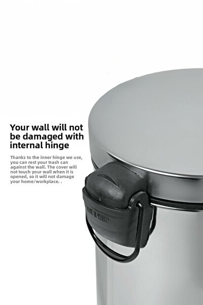 Sas Haus White 5 Lt Pedal Stainless Metal Bathroom, Toilet, Kitchen and Office Trash Can