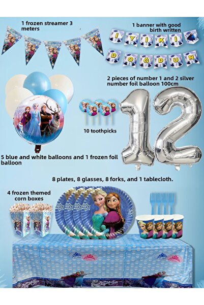 PartyPoo Frozen Elsa Themed Birthday Party Set for 8 People |   Birthday Cele...