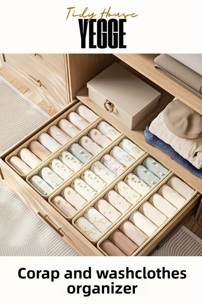 YEGGE 8 Drawer and Closet Organizer, Shelf Organizer, Foldable Socks and Laundry Organizer Box
