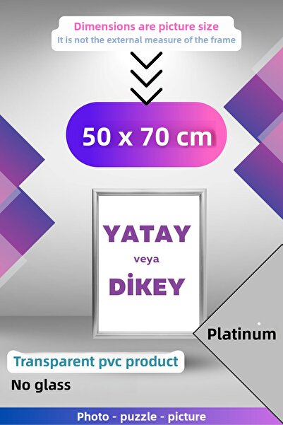 CreaWitch 50X70 cm Transparent Pvc Glassless Photo Puzzle Document Frame Horizontal Vertical Hanging