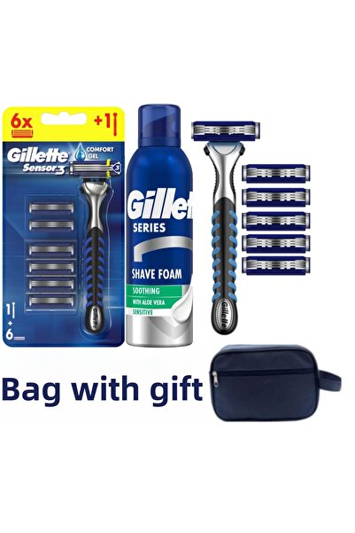 Gillette Set de bărbierit pentru bărbați Sensor3 – 6 lame + 200 ml spumă de b...