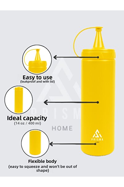 Prisma Set of 3 400 ml Sauce Bowls with Lid – Squeeze Type Oil Pot and Sauce Bottle Set