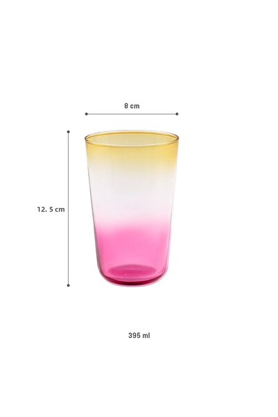 Madame Coco Renard Set of 4 Soft Drink Glasses - Yellow/Pink - 395 ml