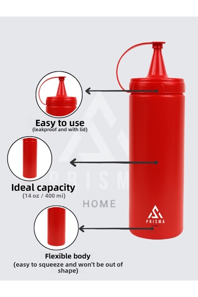 Prisma Set of 3 400 ml Sauce Bowls with Lid – Squeeze Type Oil Pot and Sauce Bottle Set