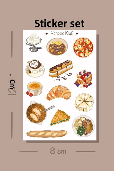 Handeto Kraft French Food Sticker, Planner Sticker, Decal, Scrapbook, Journal Sticker, Sticker, Sticker