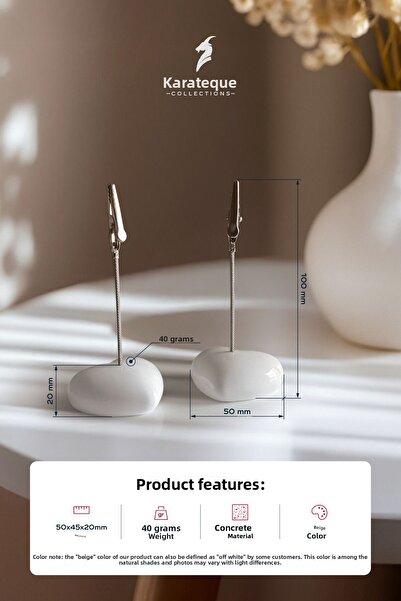 KARA TEKE COLLECTIONS 2-Piece Heart Note Holder and Photo Holder Note Holder Beige Off-White Note Holder