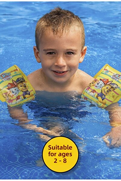 TOYFEST سباحة للأطفال مع شخصية باو باترول - أكمام قابلة للنفخ للبحر وحمام السباحة