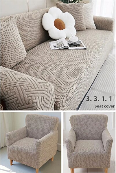 ÖZMAKAN 3 3 1 1 Stretch Elastic Flexible Washable Jacquard Sofa Cover Set Sofa Cover