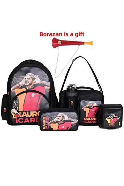 Galatasaray Mauro Icardi Licensed 5-Piece School Set (Backpack + Lunch Box + Pen Holder + Water Bottle + Food Container