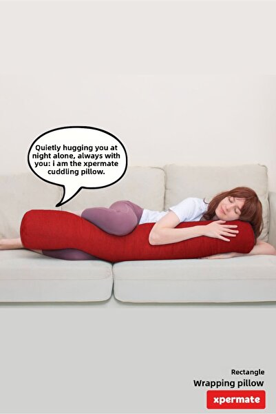 XPERMATE Red Hugging Pillow - Cylinder between Sleep and Leg 150X20 cm