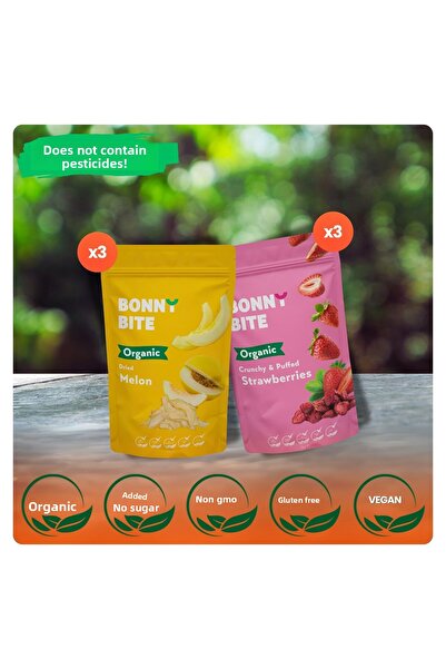 Bonny Bite فراولة مقرمشة عضوية وملفوف مجفف 6 عبوات