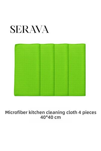 Serava مجموعة من 4 قطع قماش تنظيف المطبخ من الألياف الدقيقة – ناعمة ومتينة ول...