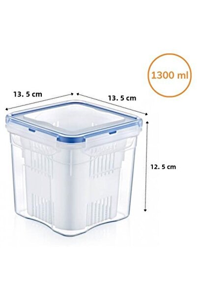 SKY TOPTAN 1.3 Liter Capacity Leak Proof Olive Storage Container with Clip Lid and Strainer