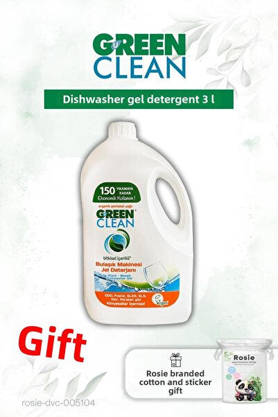 Green Clean Gel Dishwasher Detergent 3 Liters, 150 Washes and Rosie Cotton Gift